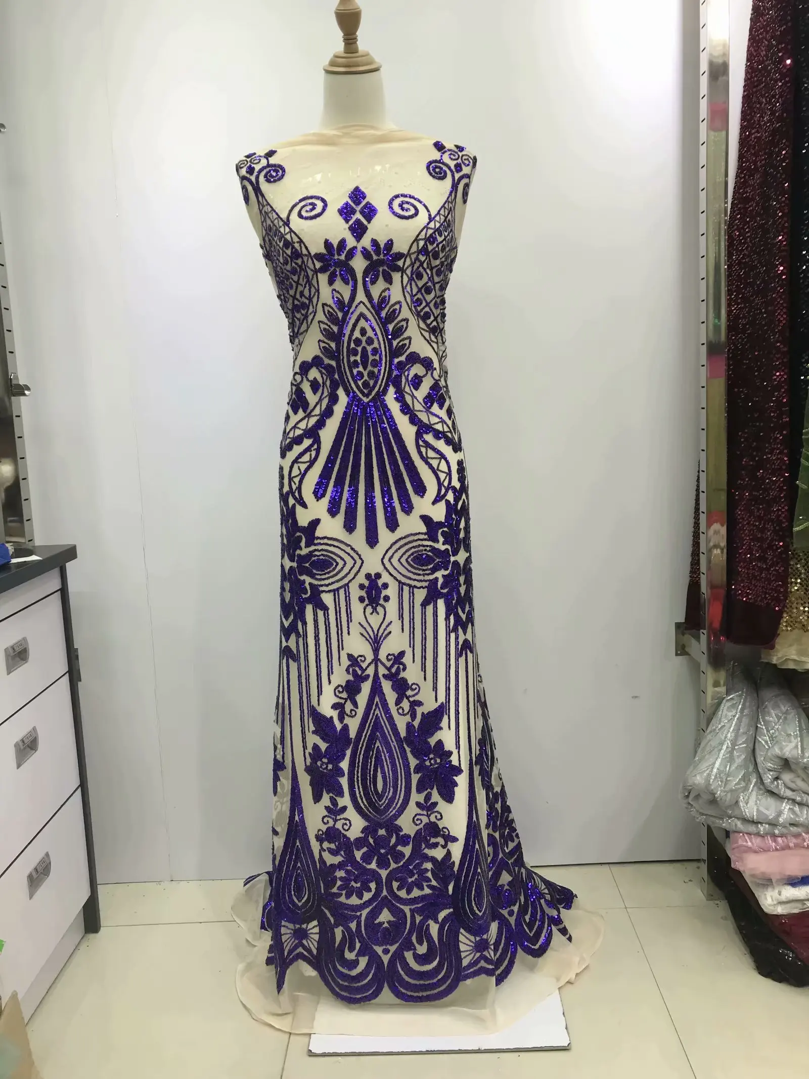 Wine African Lace Fabric High Quality Tulle With Sequins Velvet French Net For Women Dress JL3096 | Дом и сад