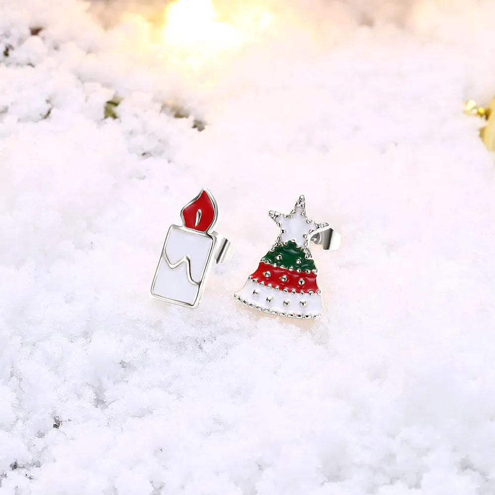 

Korean Fashion Piercing Silver 925 Hoop Stud Dangle Hanging Earring For Women 2021 Trend Jewelry Ear Cuffs Christmas tree candle