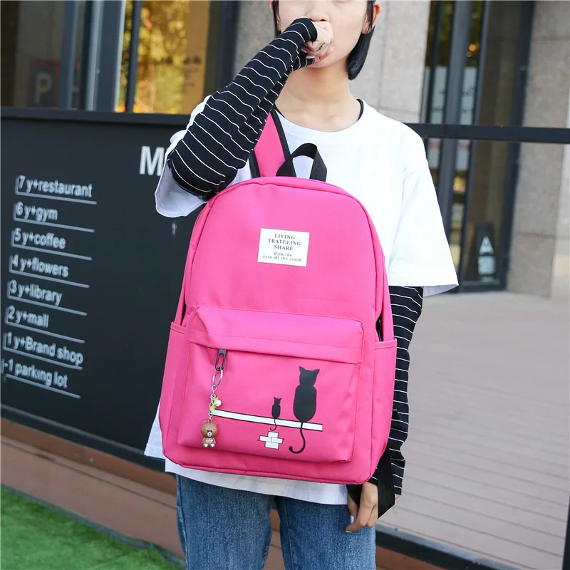 Студенческий рюкзак с мультяшным котенком женский модный новый повседневный для