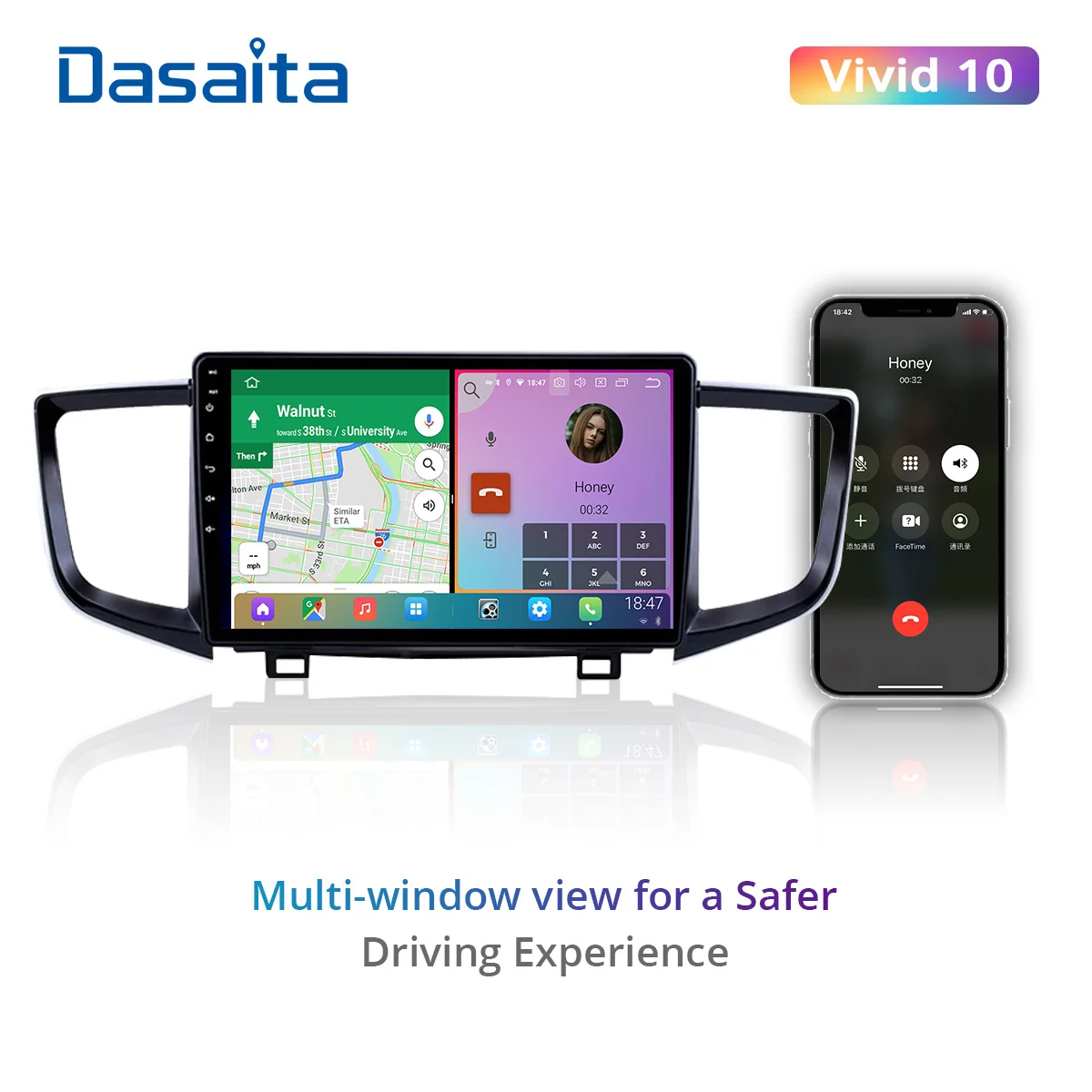 

Dasaita Vivid Car Radio For Honda Pilot 2016 2017 2018 10.2" Touch Screen IPS 1280*720 Android Vehicle Carplay Android Auto GPS