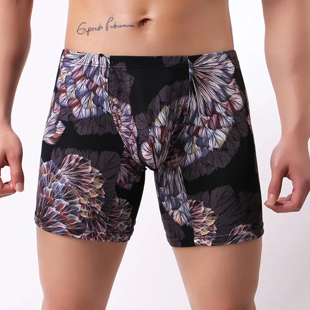 

Hot Sexy Mens Printed Shorts U Convex Pouch Boxer Briefs Sports Underpant Underwear Loose Boxer Shorts Sleep Bottoms Panties