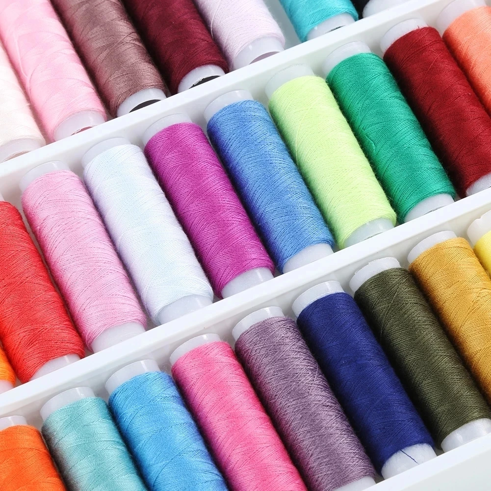 

39Pcs Mixed Colors 100% Polyester Yarn Sewing Thread Roll Machine Hand Embroidery 200 Yard Each Spool For Home Sewing Kit