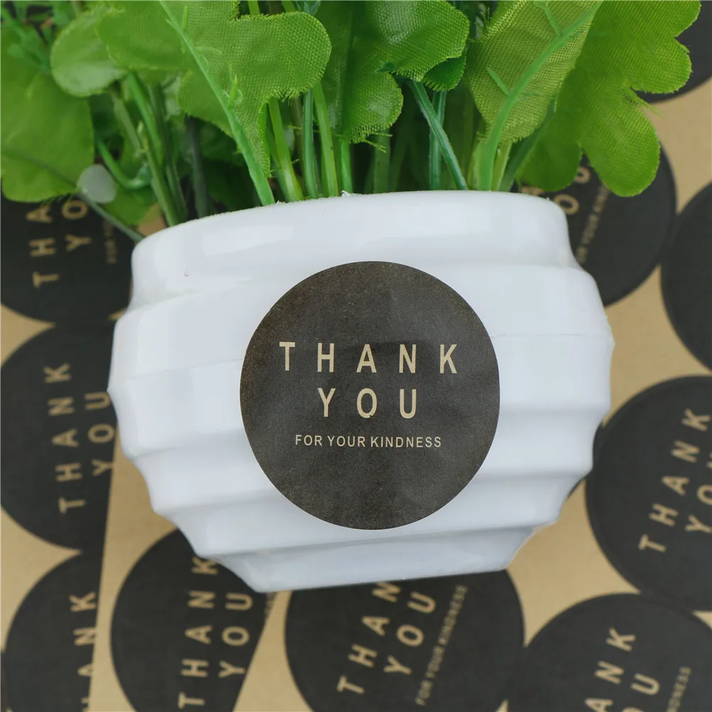 

5 Sheet Thank You Circle Stickers Handmade Cake Packaging Sealing Label Kraft Sticker Baking DIY Gift Stickers ZMONH