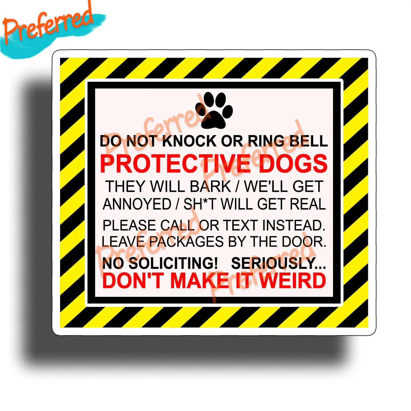

Protect Dog Stickers Without Soliciting Window Door Vinyl Sign Decals K9 Pet Family