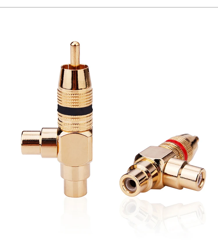 4 шт./компл. RCA T разветвитель аудио-видео адаптер переходник 1 мужчина на 2 женщины, комплект разъемов для цветочка лотоса с двойным на.