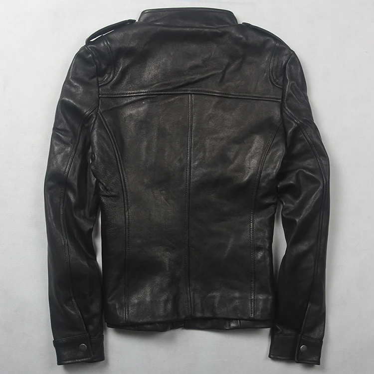

M65 women's fashion leather jacket with pockets black sheepskin genuine leather coat women slim fit motorcycle jacket lady