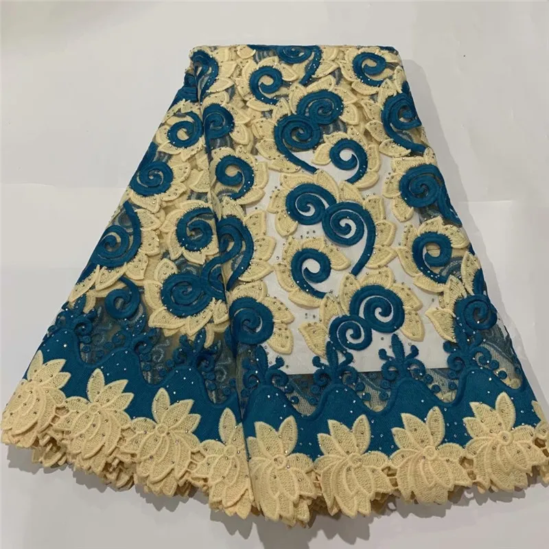 

High Quality African Lace Fabric 2020 Embroidery French Tulle Lace Fabric With stones Nigerian Net Lace Fabric For Wedding