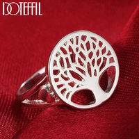 doteffil 925 sterling silver trees ring round for women fashion wedding engagement party gift charm jewelry