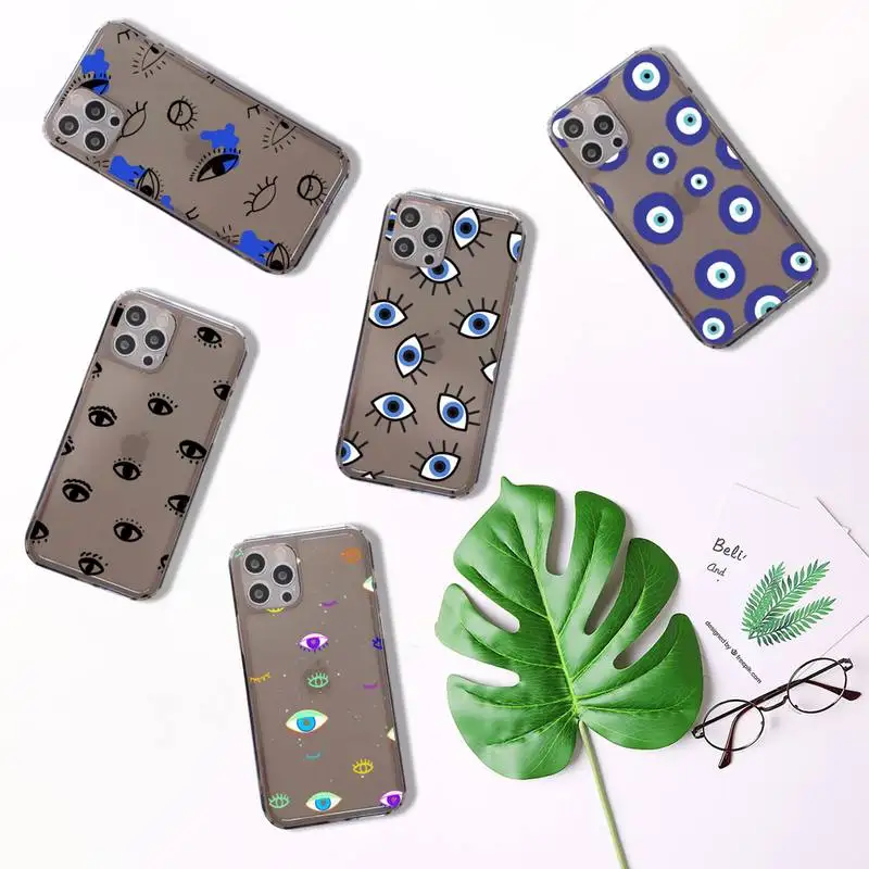 

Fashion Evil eye art pattern Phone Case Transparent for iPhone 7 8 11 12 se 2020 mini pro X XS XR MAX Plus