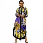 Женское длинное однобортное платье-рубашка, свободное повседневное офисное платье с высокой талией, разрезом и принтом, 2021