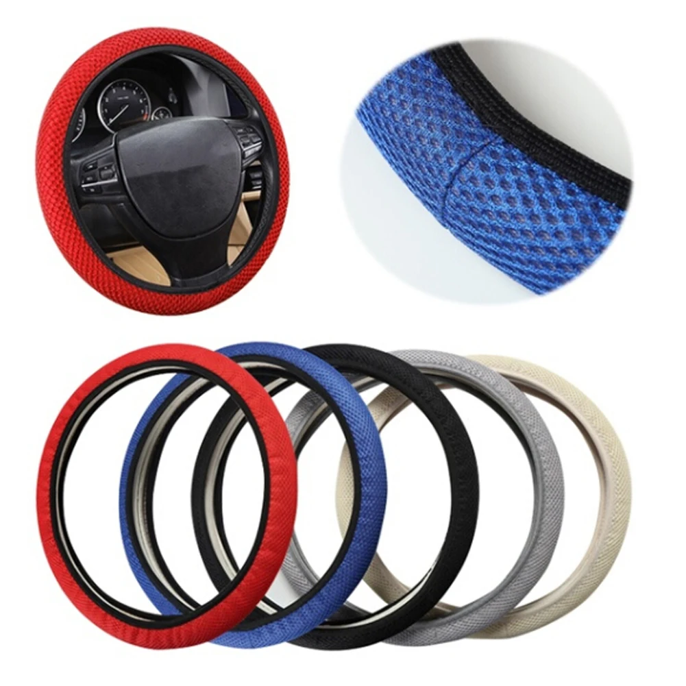 

Car Steering Wheel Cover Summer Ice Silk Non-slip Durable Cotton Leather Without Fixed Inner Ring Sandwich Grip Car Accessories