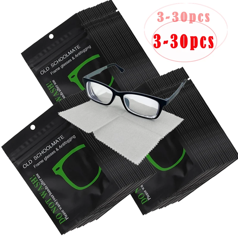 

3-30Pcs Reusable Anti-Fog Cloth Eyeglass Wipes Glasses Pre-moistened Antifog Lens Defogger Wipe Prevent Fogging for Eye Glasses