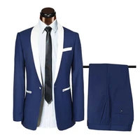 2 pieces men suits blue evening party wedding suits for men groom wear tuxedos tailored made slim fit formal blazer costume