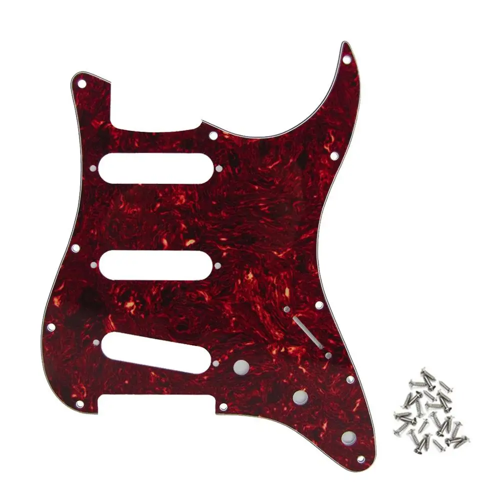 FLEOR красная черепаховая оболочка 11 отверстий Стандартная защита для гитары от