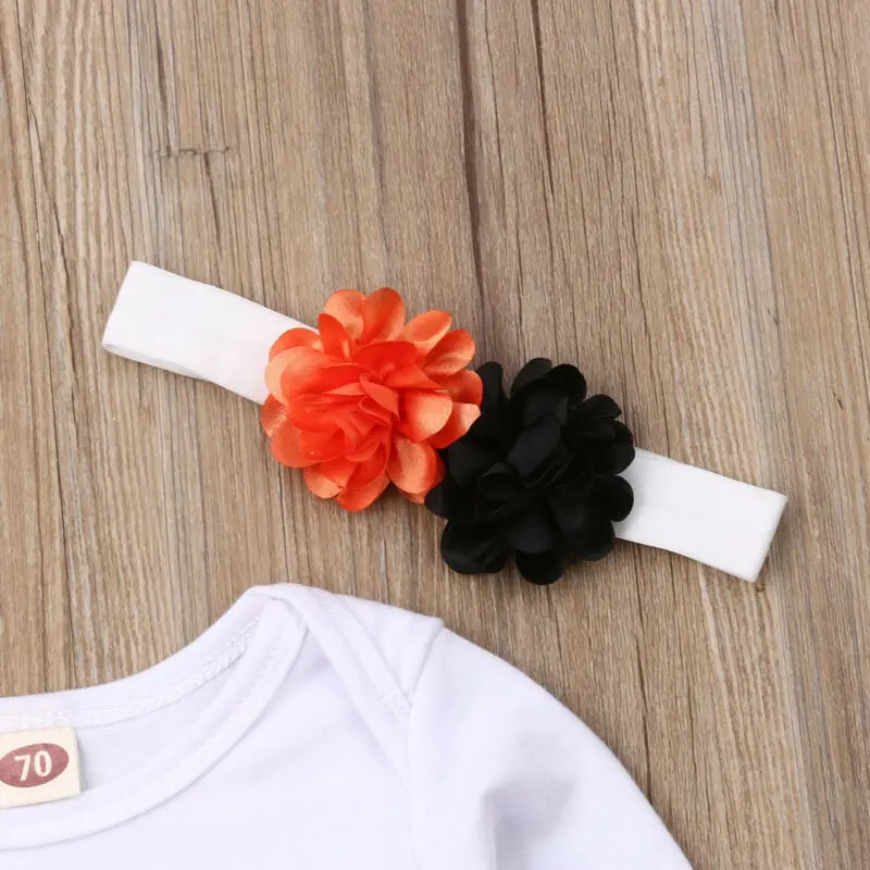 2 шт. детский белый комбинезон с длинным рукавом + Оранжевая Кружевная юбка пачка