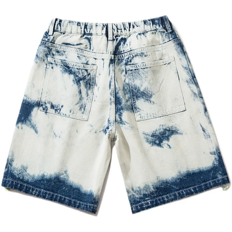 Шорты мужские из денима стрейч модные тонкие рваные байкерские джинсы брендовые