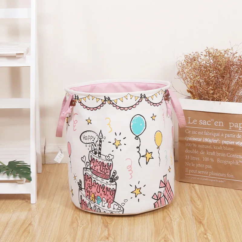 Cotton Linen EVA Large Laundry Basket Hamper Foldable Dirty Clothes Storage Organizer Kids Room Toys Bin 36x38cm | Дом и сад