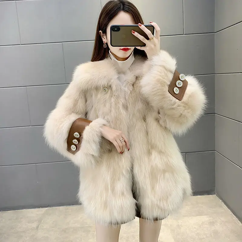 

Winter Autumn Women Cardigan Fur Jacket Warm Faux Fox Coat Tops Casual Outwear Overcoat Parka Fur Coats Short Coat Y144