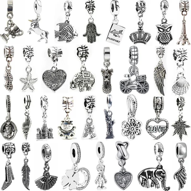 Европейская корона кулон с синим кристаллом серебряный цвет Сплав Бусины