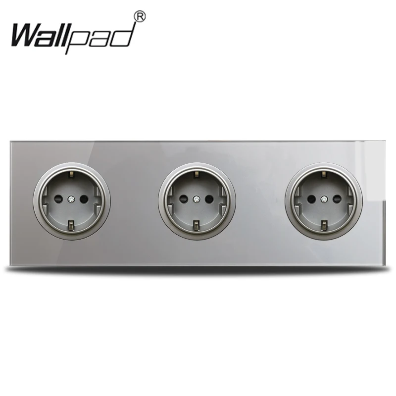 Wallpad L6 тройной 3 Gang Schuko EU Plug Мощность розетка со штифтовым соединением с серый