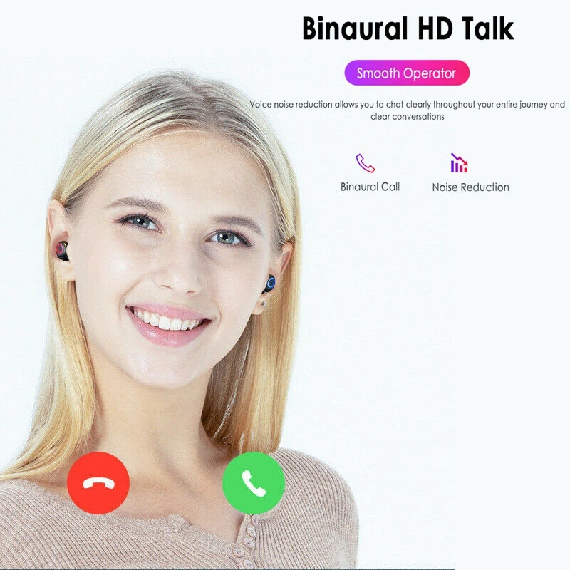 

1 Pair Bluetooth 5.0 Headset Wireless Earphones Mini Earbuds Cordless Headset Headphones Handsfree For iphone Android