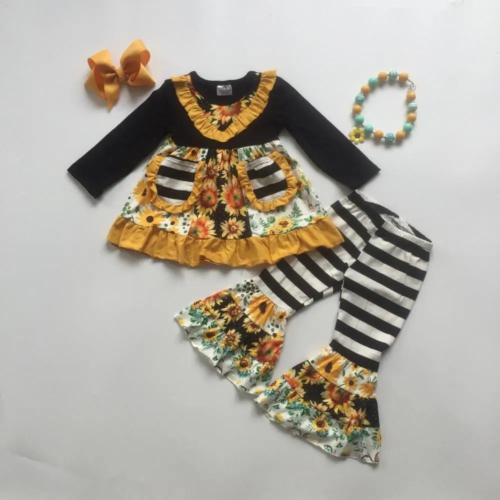 Осенняя одежда для маленьких девочек платье с подсолнухами и капри эксклюзивная