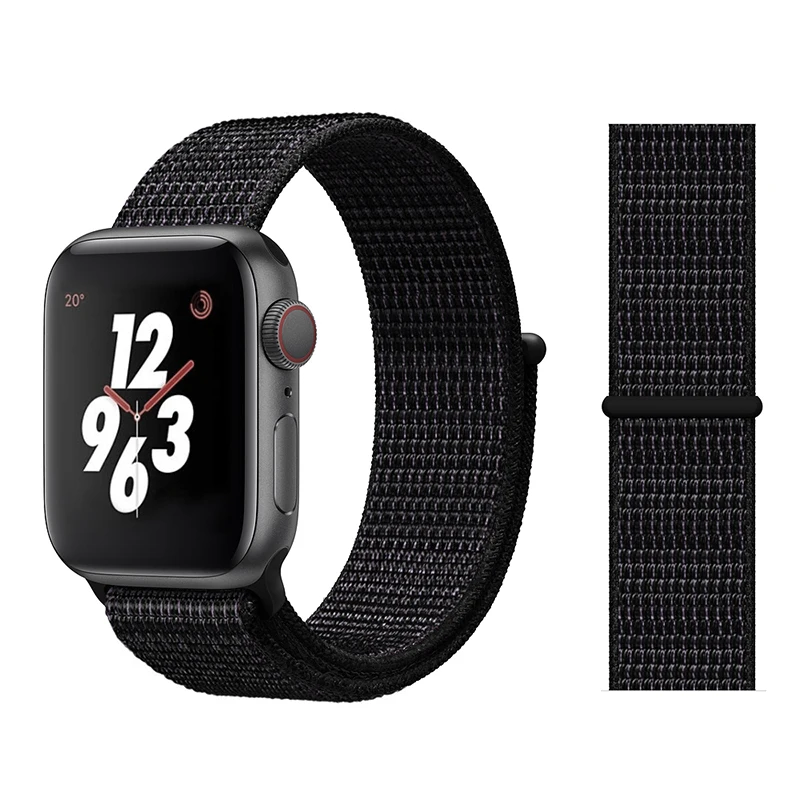 Для наручных часов Apple Watch, версии 3/2/1 38 мм 42 мм нейлон мягкий дышащий нейлон для наручных часов iWatch, сменный ремешок спортивный бесшовный series4/5 40 мм 44 мм - Цвет ремешка: Color24 Black