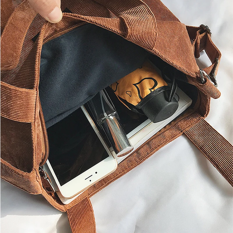 

Women Corduroy Shopping Bags Reusable Tote Ladies Casual Shoulder Bag Foldable Beach Shopping Bag Cotton Cloth Female Handbag