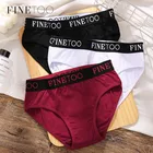 Трусы женские FINETOO, хлопковые, с надписью, мягкие, M-2XL, с низкой талией, размера плюс