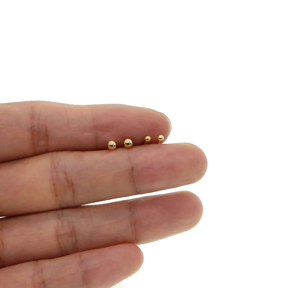 Серьги гвоздики из стерлингового серебра 100% пробы с шариком круглые миниатюрные