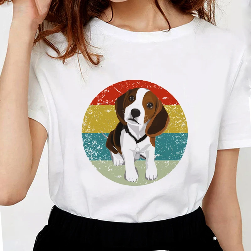 

Funny Harajuku Dog Painted T Shirts aesthetic Dog T Shirt Women Plus Size Women Cotton Casual White Tops Tees