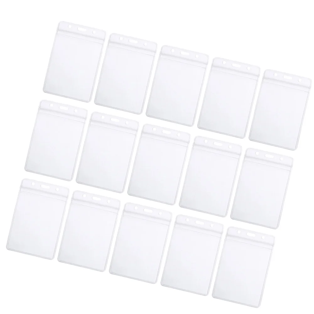

100Pcs Waterproof PVC ID Badge Holder Transparent Name Tag ID Holder with Metal Clips (Holder and Clips