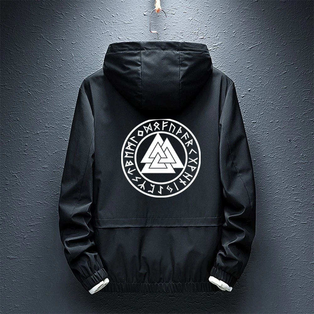 

New Man Autumn Viking Berserker Classic Fashion Jacket Zipper Splice Windbreaker Rainproof Coat Tops Coat Hoodies