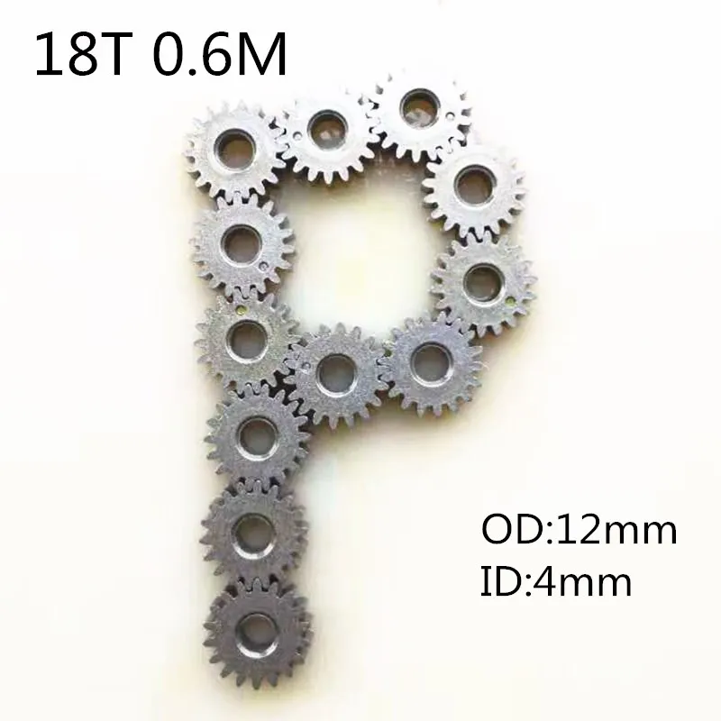 

RC Model Metal Pinion Gear 0.6M 4mm (hole diameter) 18T 18 Teeth Small Motor Gears Diameter 12mm