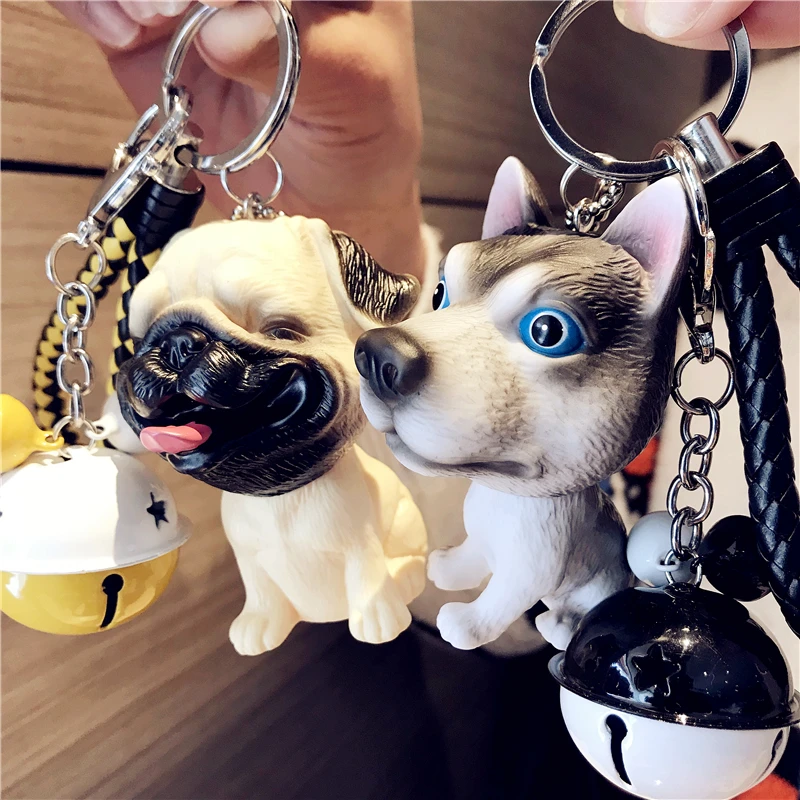 

Creative Keychain Cute Emulation Big Head Husky Sharpei Teddy Key Pendant Surprise Gift for Boy and Girl Friends Key Chain Ring
