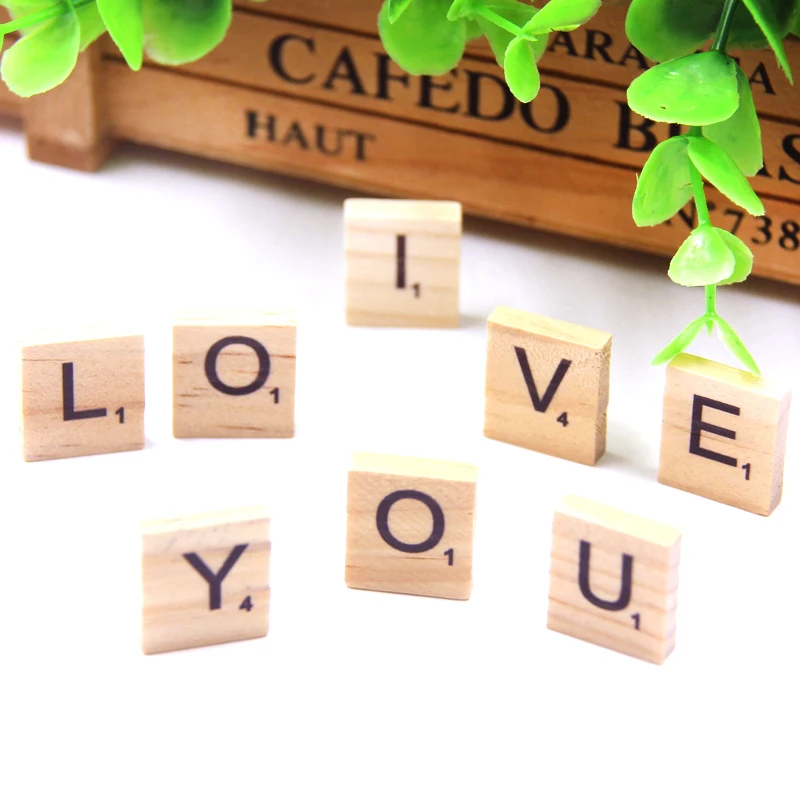 100 шт./лот Скрапбукинг слов набор английских букв Алфавит плитка деревянный блок