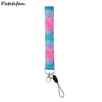ad859 patchfan starry sky yoga printed keychain wristlet for keychain lanyard hanging strap keyring charms diy jewelry accessory