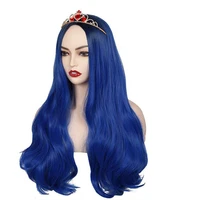 anime long wavy wig movie descendants 3 evie cosplay costume heat resistant synthetic hair women adult party wigs