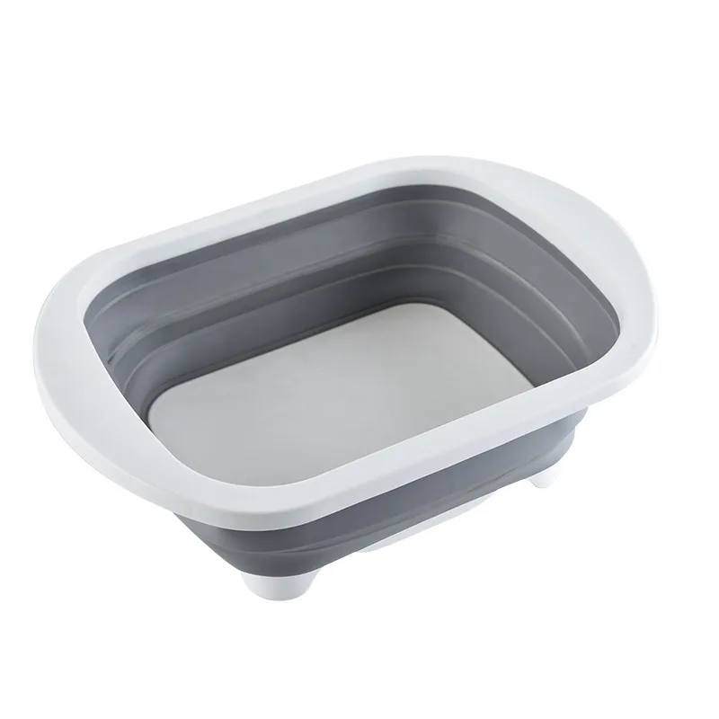 

Multifunctional foldable cutting board sink drain basket washing fruit storage basket household telescopic chopping board