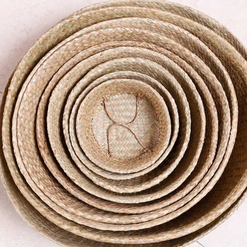 

Fashion Hand-woven Seaweed Folding Basket Household Dirty Laundry Storage Box Bonsai Flower Pot