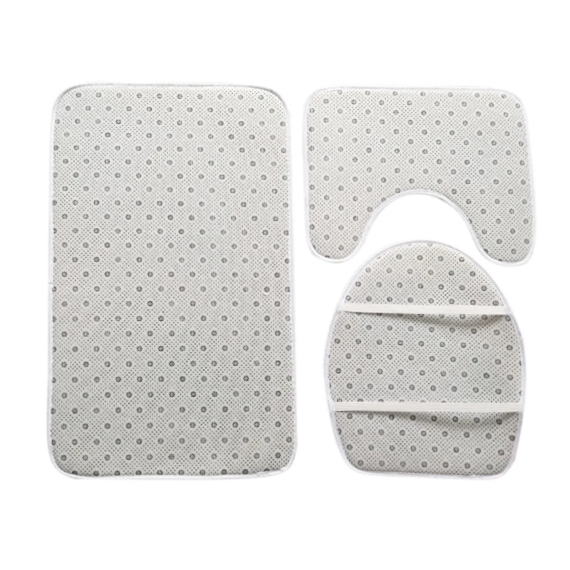 

3 pcs Bathroom Carpet Set Bathroom Mat Non Slip Marble Pattern Polyester Toilet Lid Cover Shower Room Rug Floor Mat Bath Mat