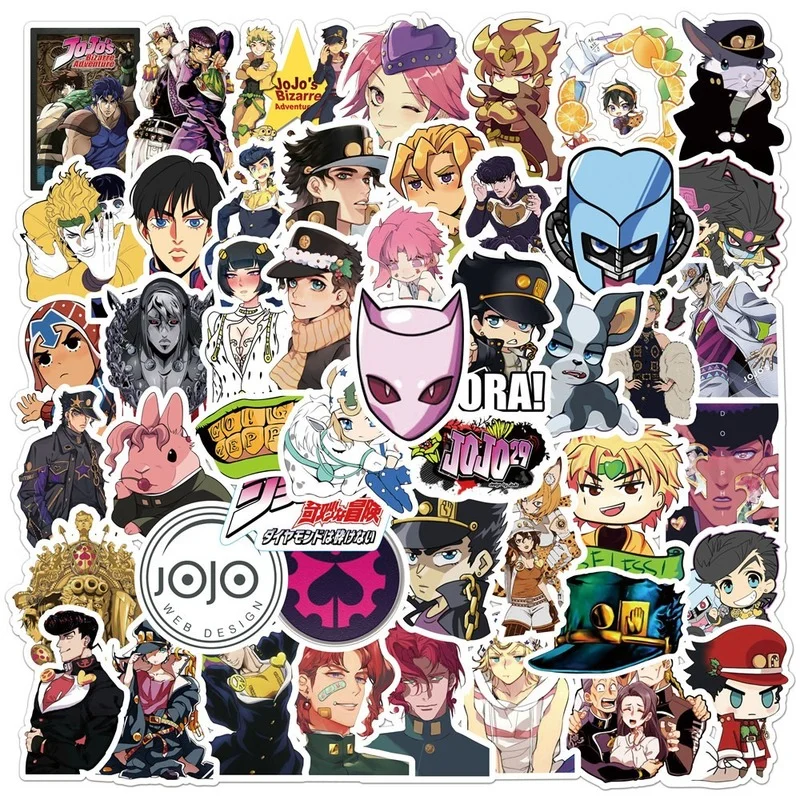 

50pcs Japan JoJo Bizarre Adventure anime figure Stickers Waterproof Decal Sticker to DIY Laptop Guitar Phone Fridge Skateboard