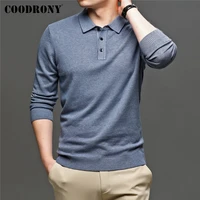 COODRONY Brand Autumn Winter New Arrivals Soft Knitwear Jerseys Pure Color Turn-down Collar Sweater Pullover Men Clothing C1314
