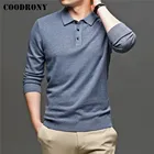 COODRONY бренд осень зима новое поступление мягкий трикотаж чистый цвет отложной воротник свитер пуловер мужская одежда C1314