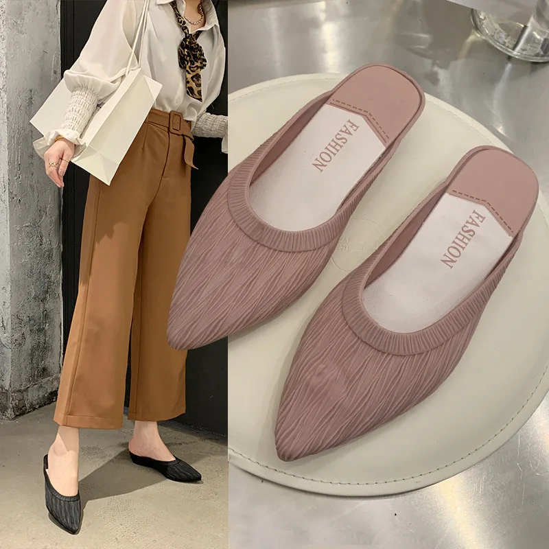 

Fashion Mules Shoes Women Slippers Spring Summer Wedge Heels Pointed Toe Sandals Shoes for Women босоножки женские sandalias