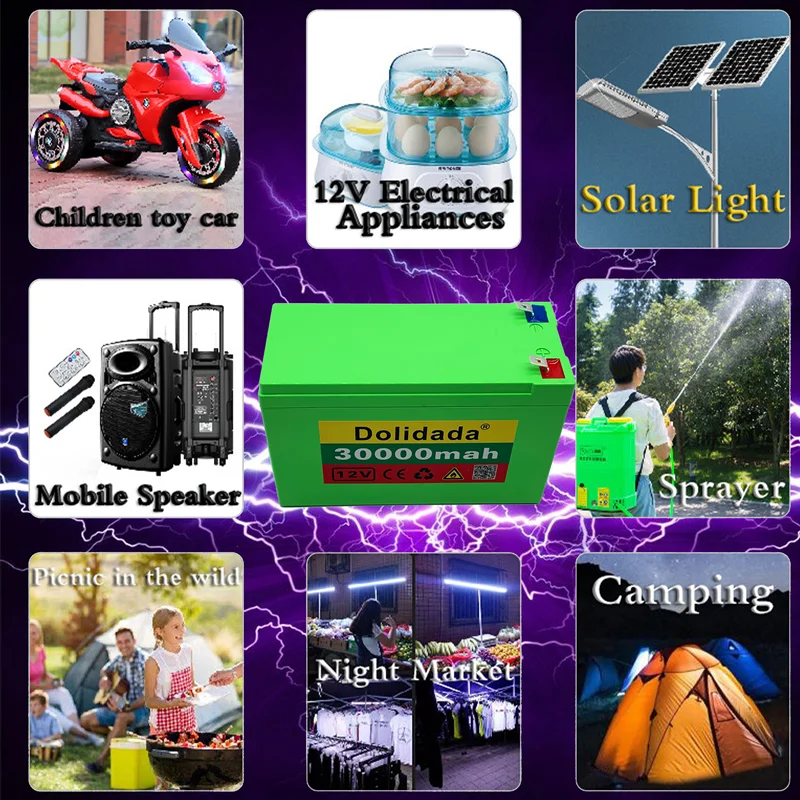 

12V 30Ah 18650 lithium battery pack 3S6P built-in high current 20A BMS for sprayers, carts, children's electric vehicle batterie