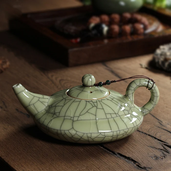 Новинка горячая Распродажа хрустящая глазурь Ge Kiln Longquan Celadon чайный горшок 300 мл