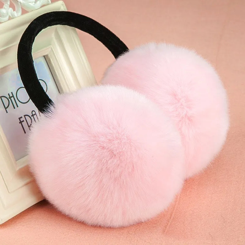 Детские наушники зимние аксессуары для женщин розовые плюшевые черные новинка