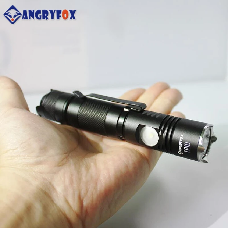 Angryfox TP10 светодиодный перезаряжаемый тактический фонарь 18650 для самозащиты с