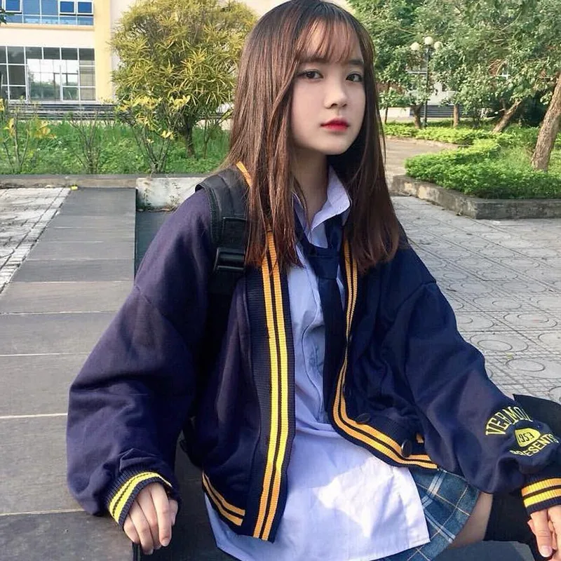 2020 г. Осенняя мода хит продаж свободный цветной кардиган в духе колледжа